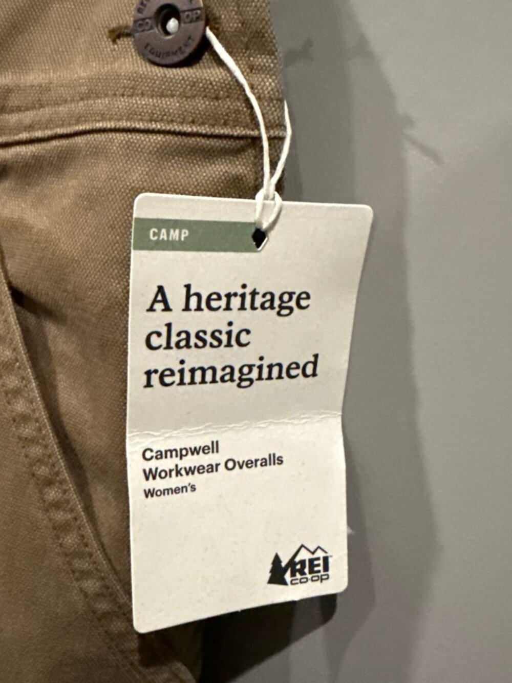 REI Overalls Womens 20 Tall Olive Green Canvas Utility - Picture 3 of 4